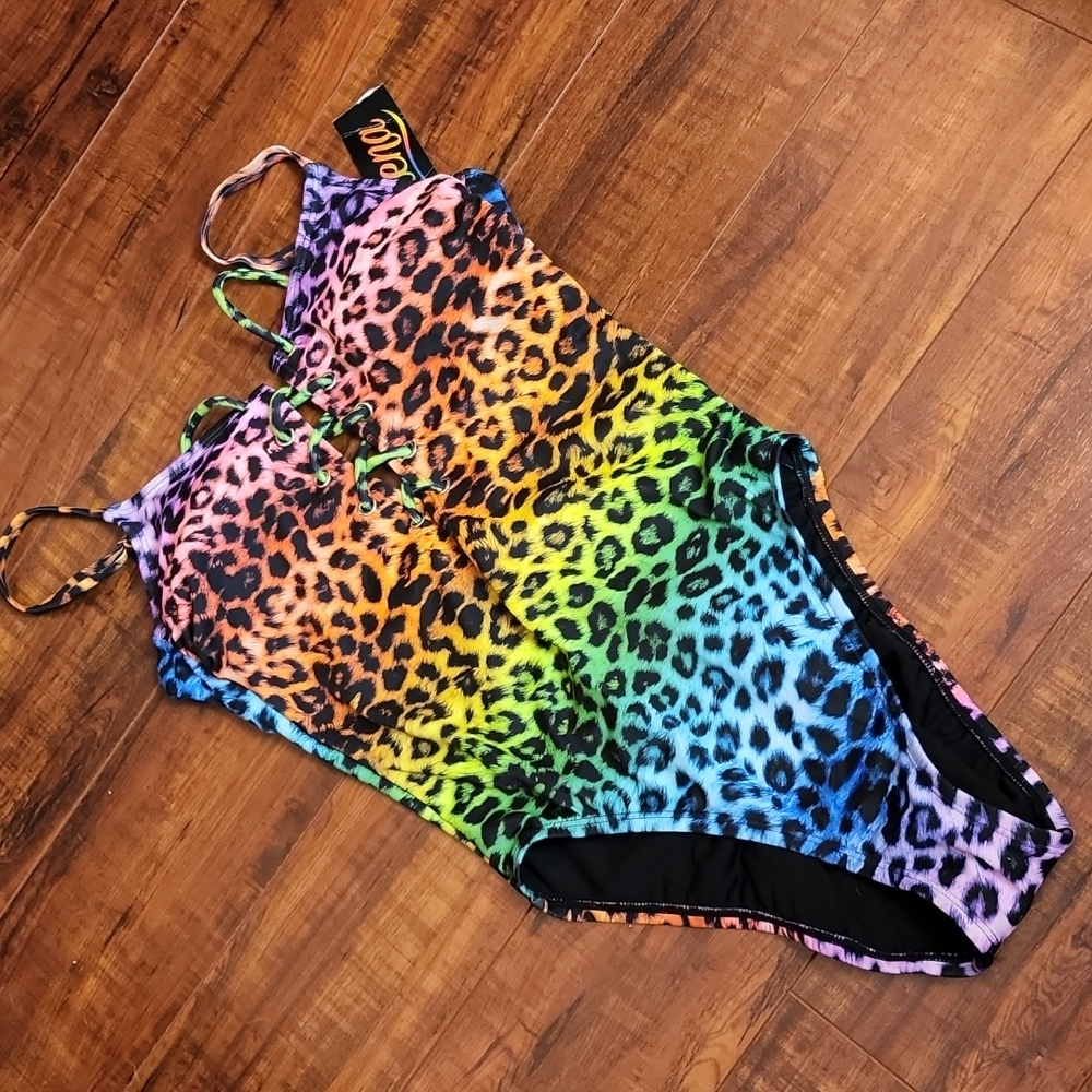 Sirena Rainbow Leopard Bathing Suit Bodysuit